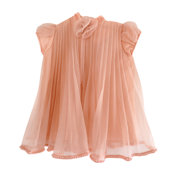 size 2-4  years pleated pink chiffon dress