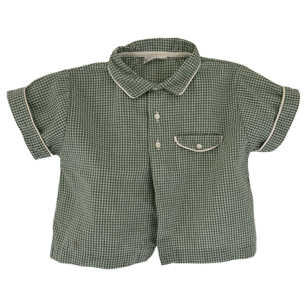size 3 years green gingham button up shirt