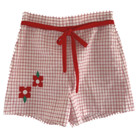 size 8 years red and white check flower short