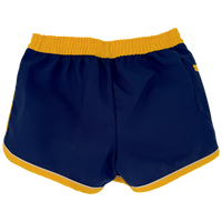 many sizes x navy blue with sunflower yellow trim shorts