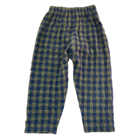 OLVIVE GREEN AND BLUE CHECK . PEASY PANTS
