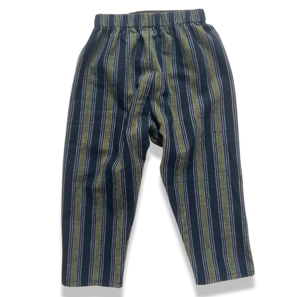 FOREST GREEN AND NAVY STRIPE . PEASY PANTS