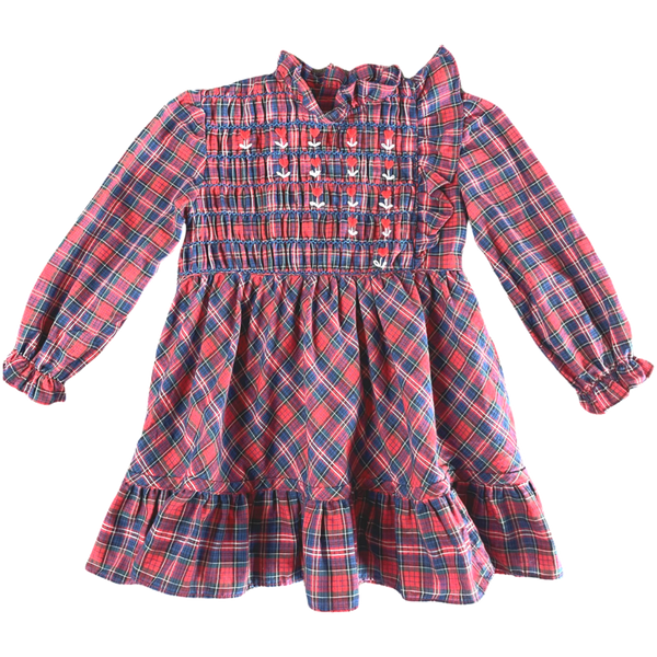 size 3/4 years blue and red tartan